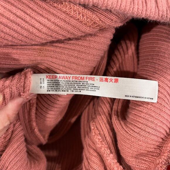 Free People Beach Better Days Joggers Ribbed Rose Small Oversized Relaxed Boho - Picture 3 of 6